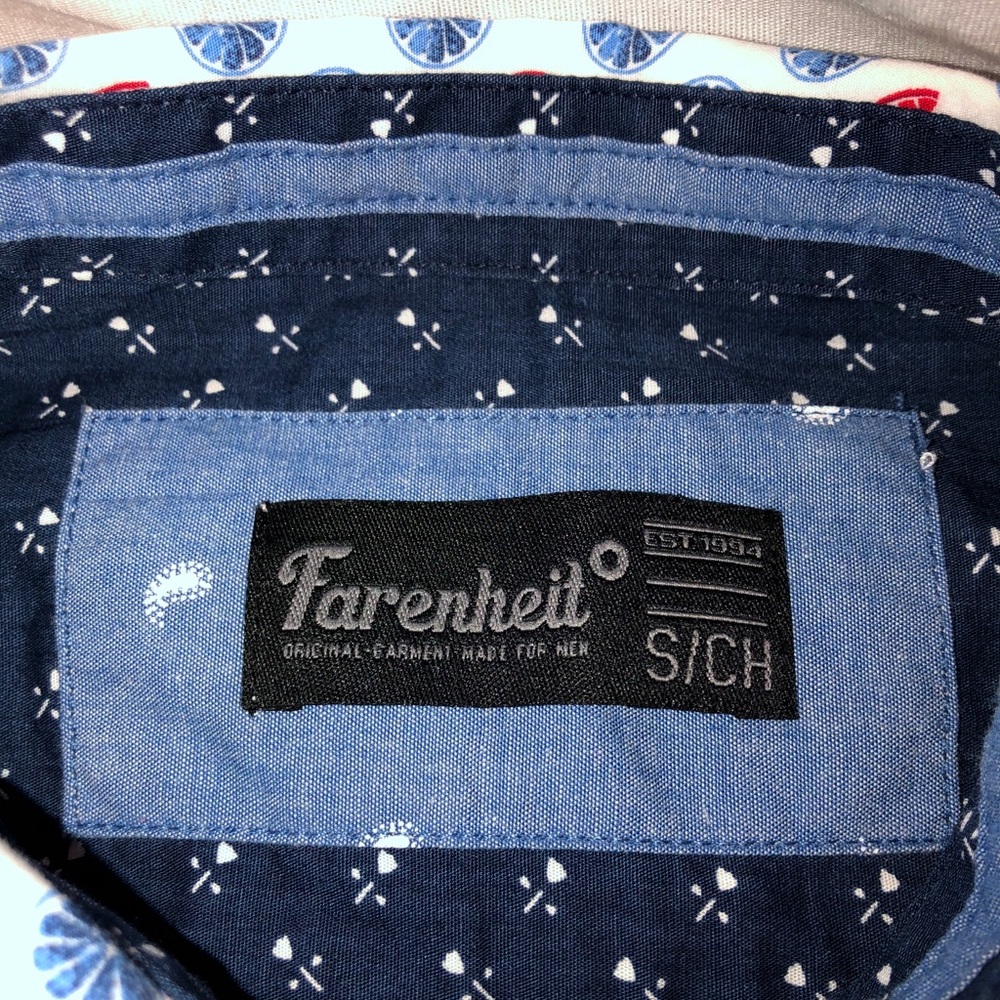 Fahrenheit All Over Citrus Polka Dot LS Button Up - Picture 4 of 6